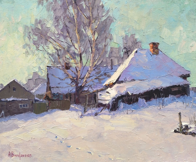 Painting for sale online - Winter in the village
