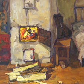 Painting for sale online - By the warm stove