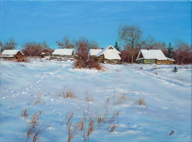 Painting for sale online - Winter in the village of Laptevo