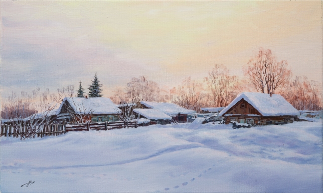 Painting for sale online - Winter in the village