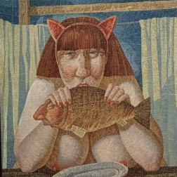 Painting for sale online - Catwoman fish man