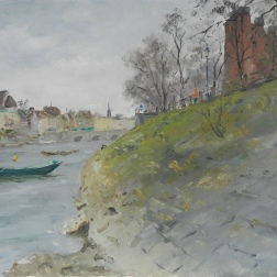 Painting for sale online - Basel. Rhein.