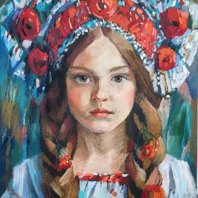 Painting for sale online - The girl in the red cocoanut