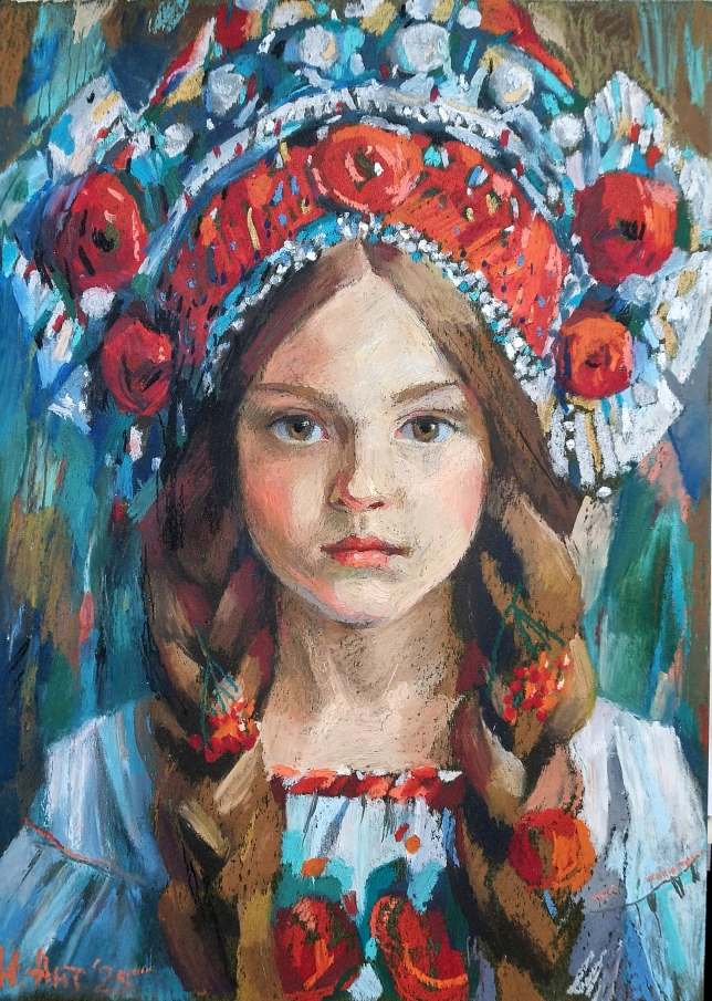 Painting for sale online - The girl in the red cocoanut
