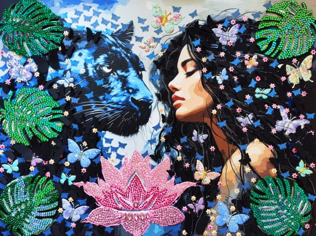 Painting for sale online -  Woman and Panther