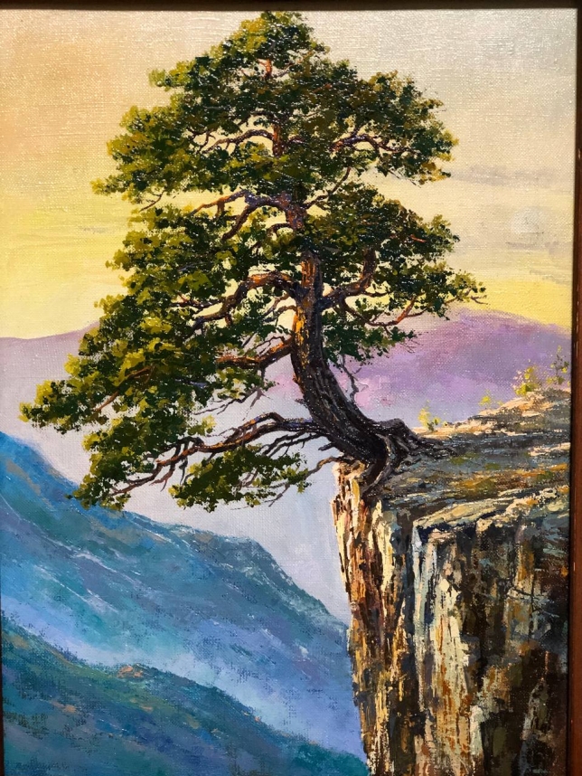 Painting for sale online - A pine tree on a rock