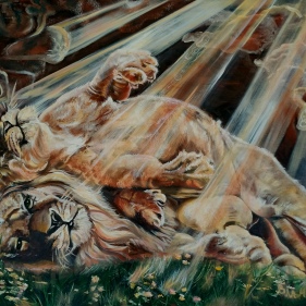 Painting for sale online - Lions Happiness