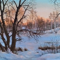 Painting for sale online - Winter evening. Ryuminsky park