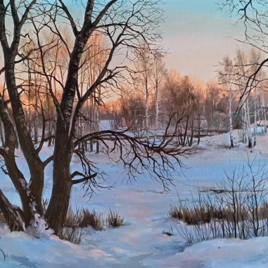 Painting for sale online - Winter evening. Ryuminsky park