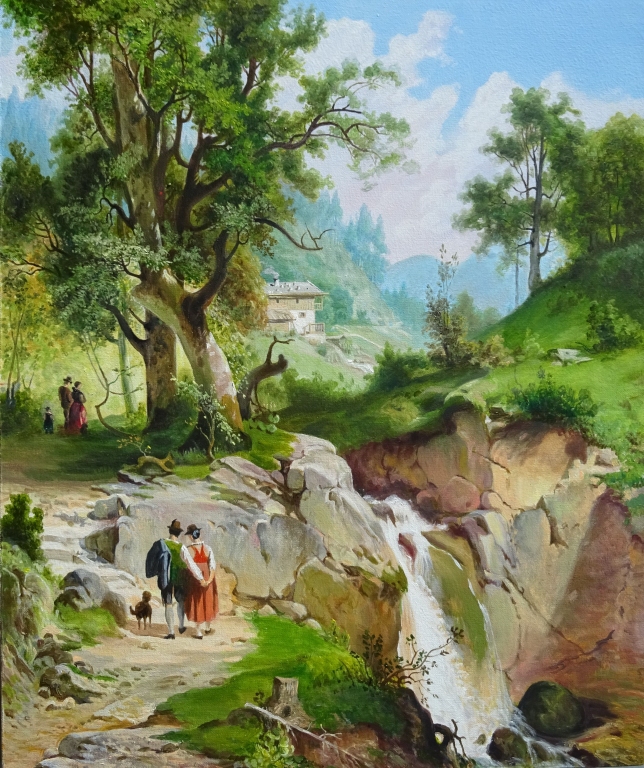 Painting for sale online - Landscape with a couple in love