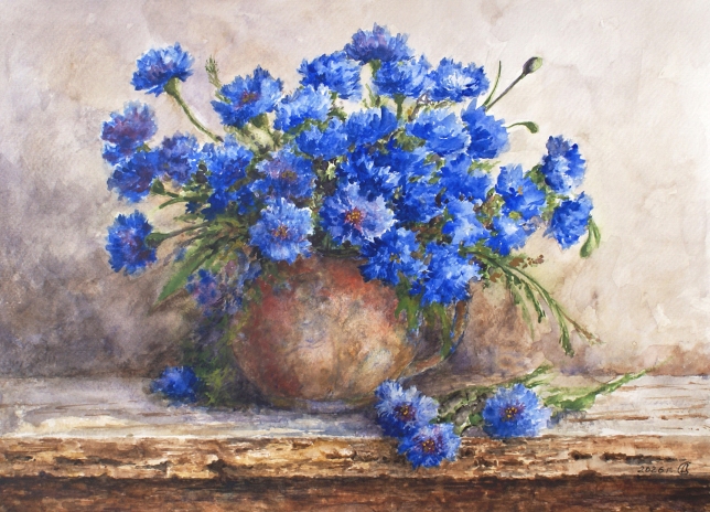 Painting for sale online - Cornflowers