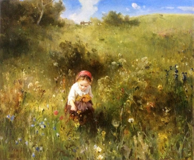 Painting for sale online - Knaus. Girl in the Field