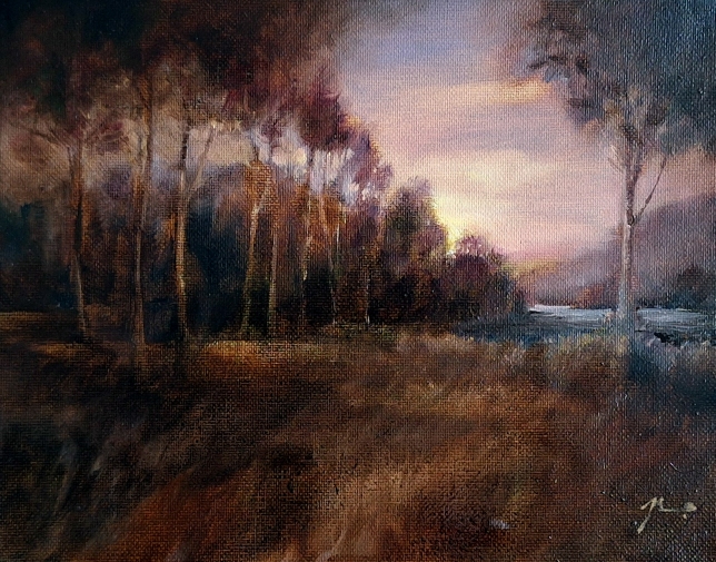Painting for sale online - Sunset Over the River