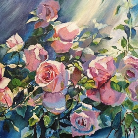 Painting for sale online - Roses at dawn