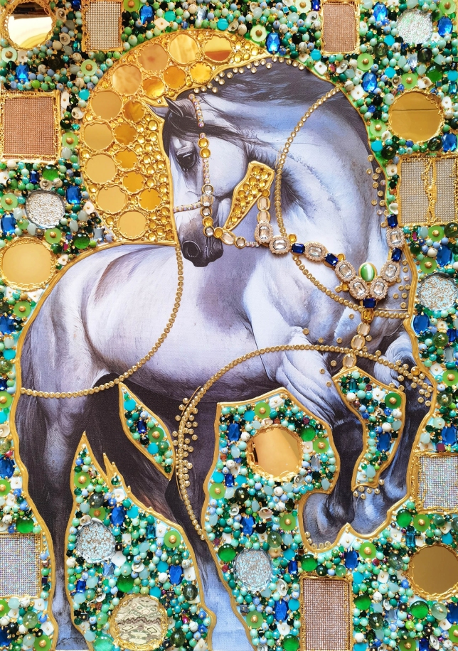 Painting for sale online - Pearl Horse, sun in the forest