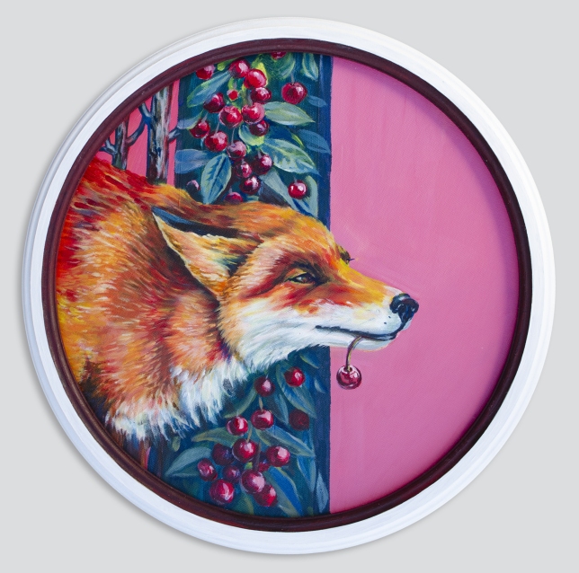 Painting for sale online - Painting with a fox and cherries