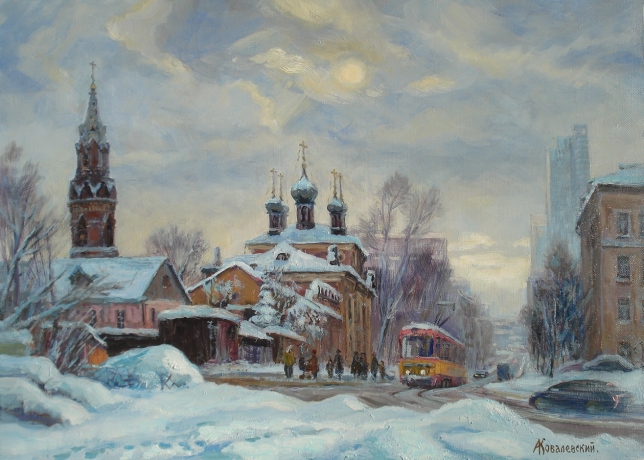 Painting for sale online - Winter view of Preobrazhensky Val