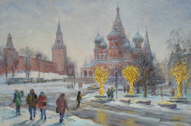 Painting for sale online - A winter walk near Red Square