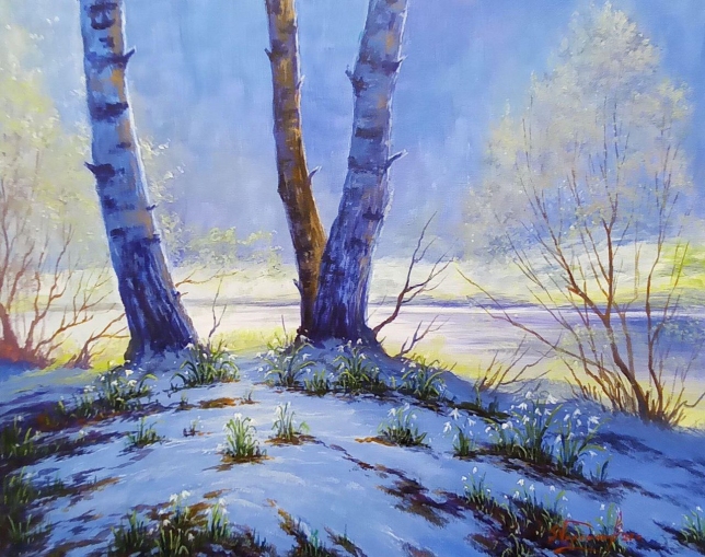 Painting for sale online - Magical snowdrops
