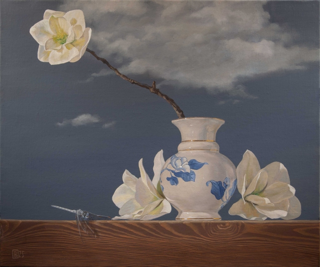 Painting for sale online - White dragonfly