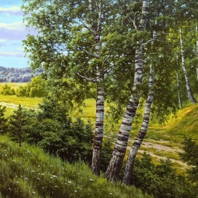 Painting for sale online - By the birch grove