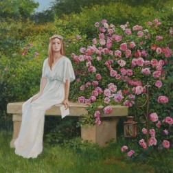 Painting for sale online - Girl and roses