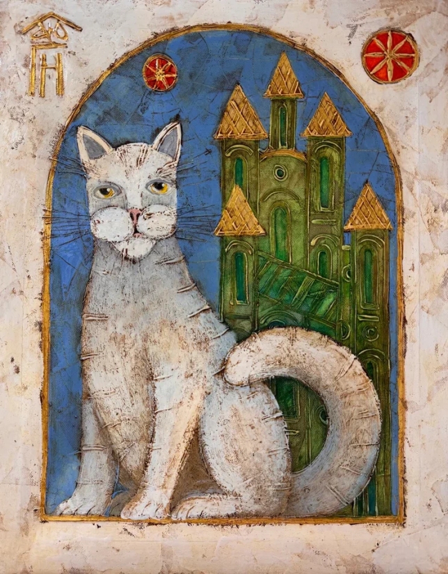 Painting for sale online - White cat
