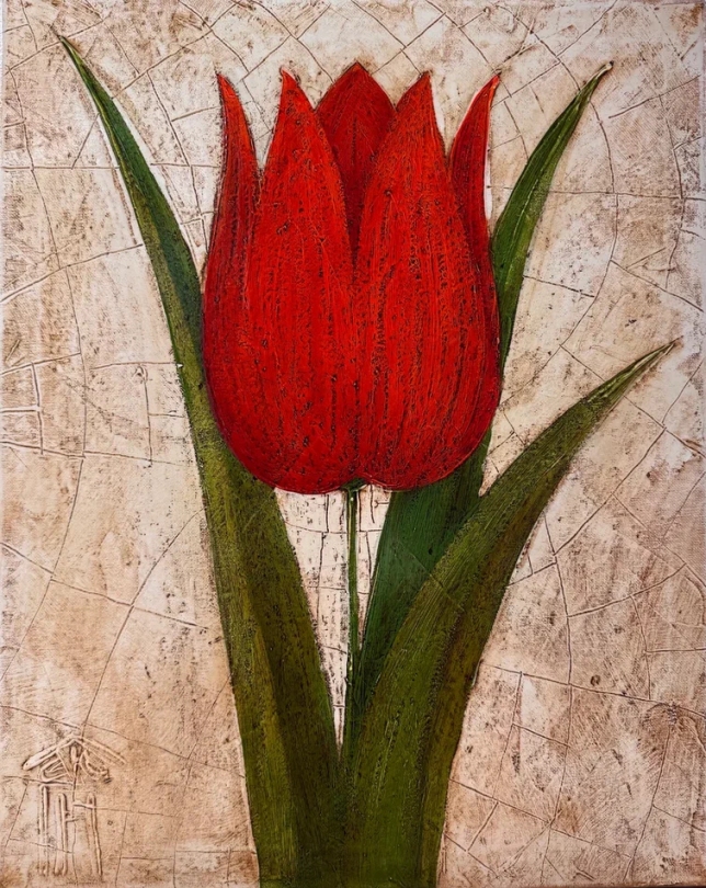 Painting for sale online - Red tulip