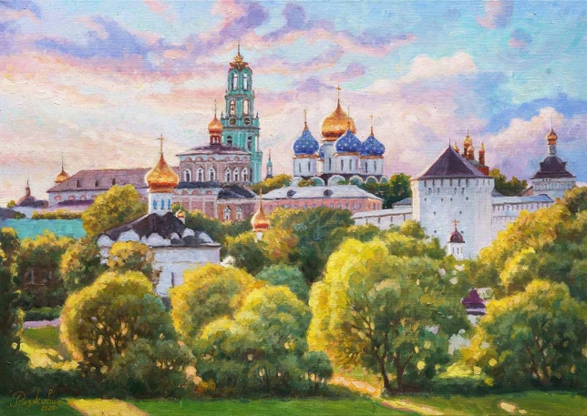 Painting for sale online - Sergiev Posad in the rays of sunset