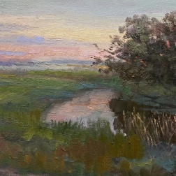 Painting for sale online - Evening on the river Klyazma