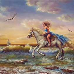 Painting for sale online - Running on the waves