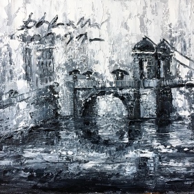Painting for sale online - Lomonosov Bridge