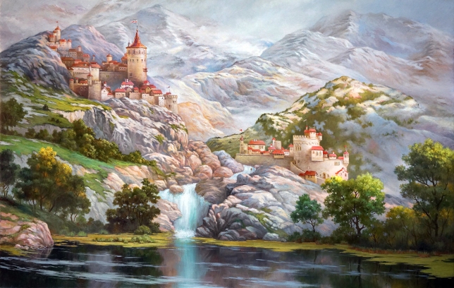 Painting for sale online - A fortress in the mountains