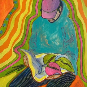Painting for sale online - Guy with flowers
