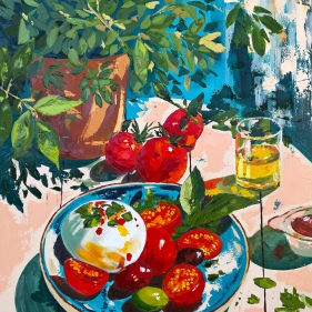 Painting for sale online - Tomatoes and burrata 