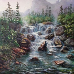 Painting for sale online - The coolness from the mountains flows like a waterfall