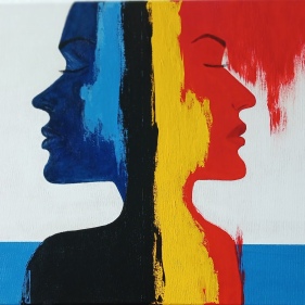 Painting for sale online - Duality: Blue vs Red