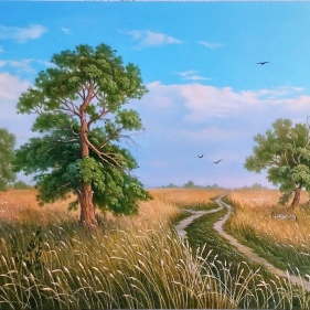 Painting for sale online - The road to the field