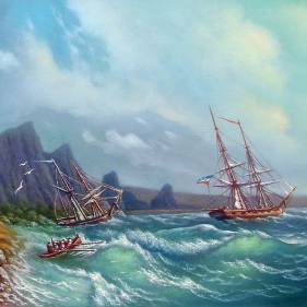 Painting for sale online - A storm at the rocky shore