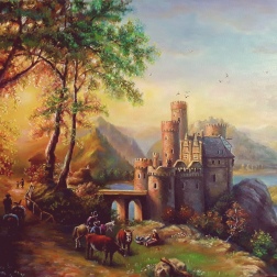 Painting for sale online - Sunset on the Rhine