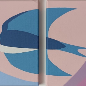 Painting for sale online - Swallows Diptych