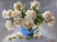 Painting for sale online - Peonies in a blue vase