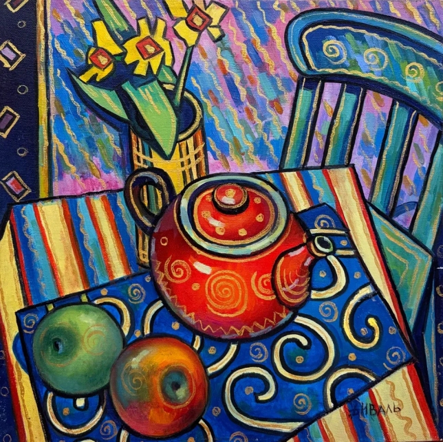 Painting for sale online - Red teapot