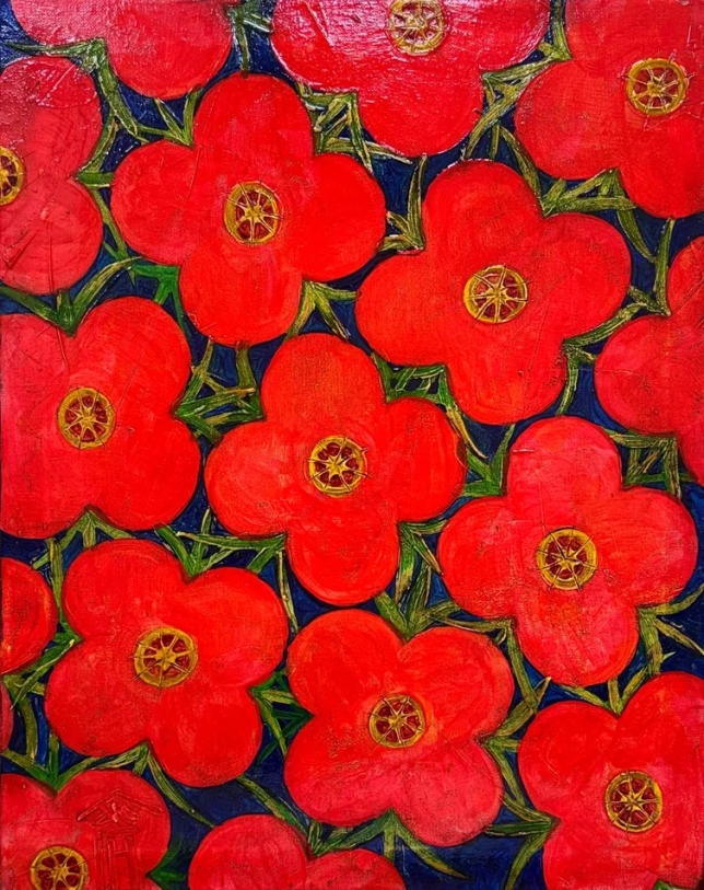 Painting for sale online - Scarlet blossom