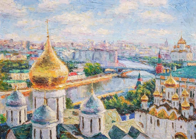 Painting for sale online - Golden domes over the Moskva River