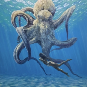 Painting for sale online - In love with the ocean and her admirer