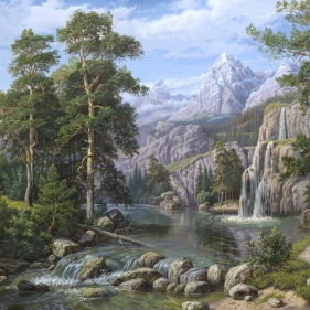Painting for sale online - Lake in the mountains