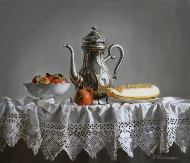 Painting for sale online - Teapot with melon and persimmon