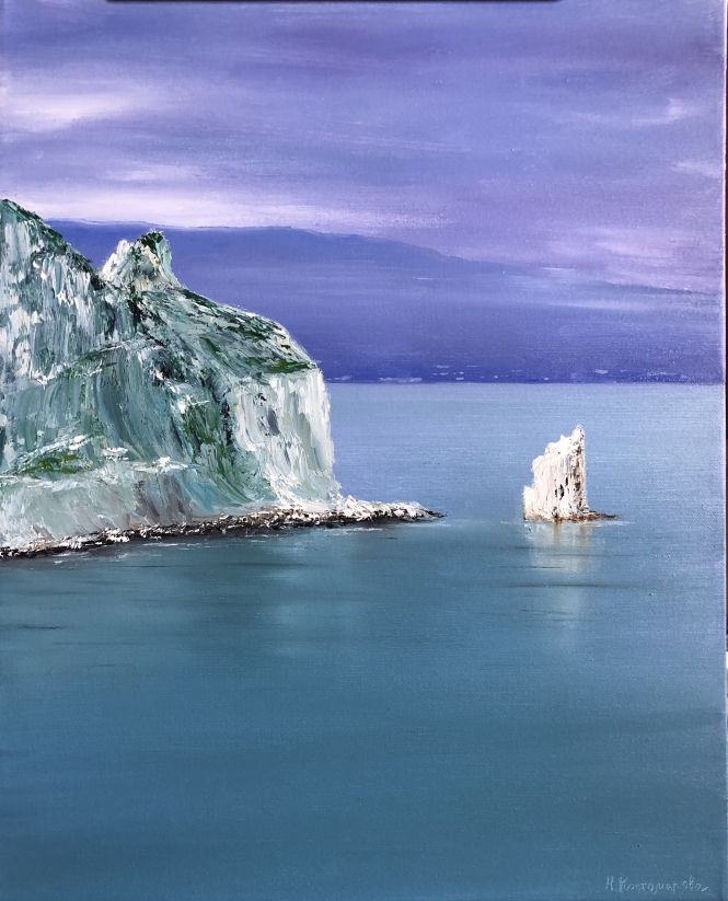 Painting for sale online - Sail Rock in Calm