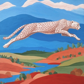 Painting for sale online - Leaping Cheetah